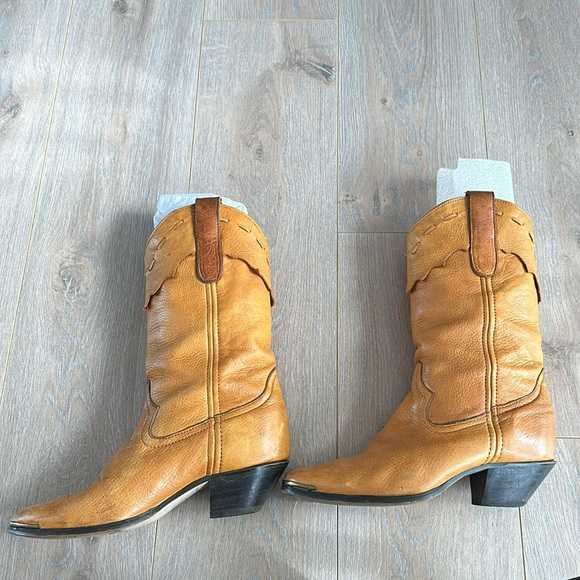 Code west vintage brown leather cowboy boots female size 7 - Picture 4 of 6